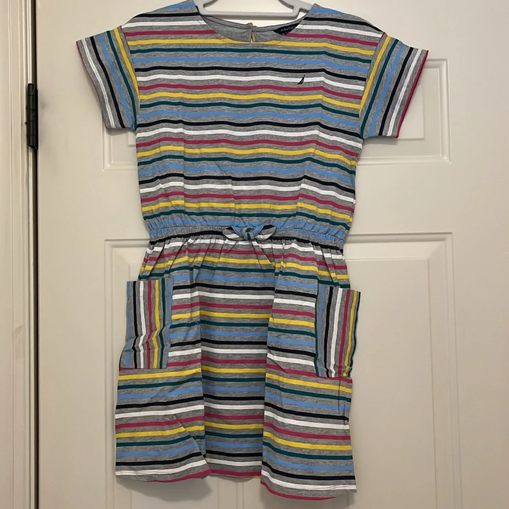 Nautica Girl's Stripe Patch Pocket Dress/NWT/L (12/14)